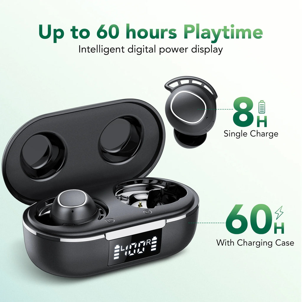 Wireless Ear Buds with 60 Hours Playtime, in Ear Headphones IPX8 Waterproof Bluetooth V5.3 Stereo Earphones, Hybrid Active Noise Cancelling Immersive Sound Premium Deep Bass Headset