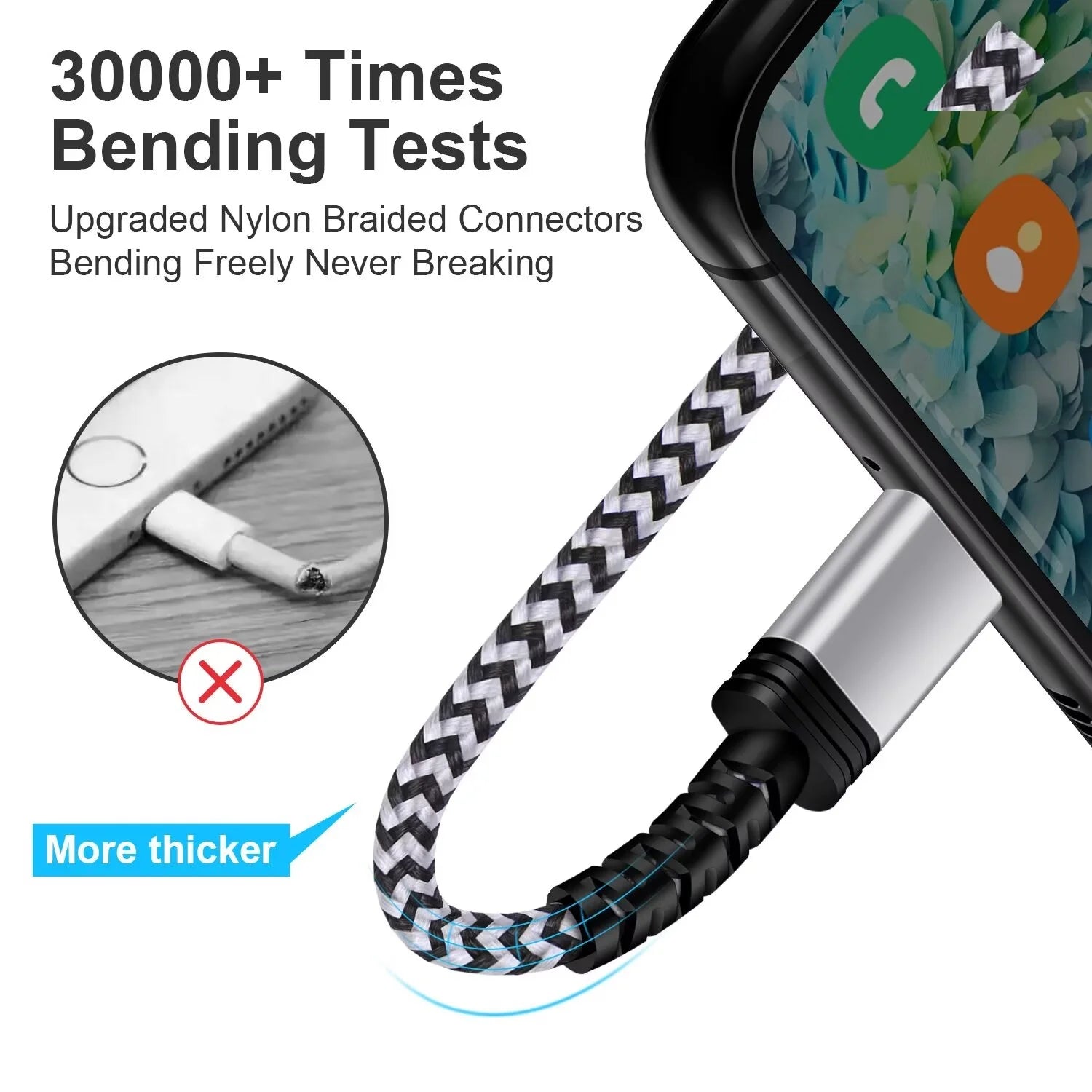 Type C Charger Block,With 3A Android Charger Fast Charging Cable 10Ft 5V/1A Usb Charger Block Wall Adapter Plug Brick Phone Chargers for Android Phone Charger Block Type C