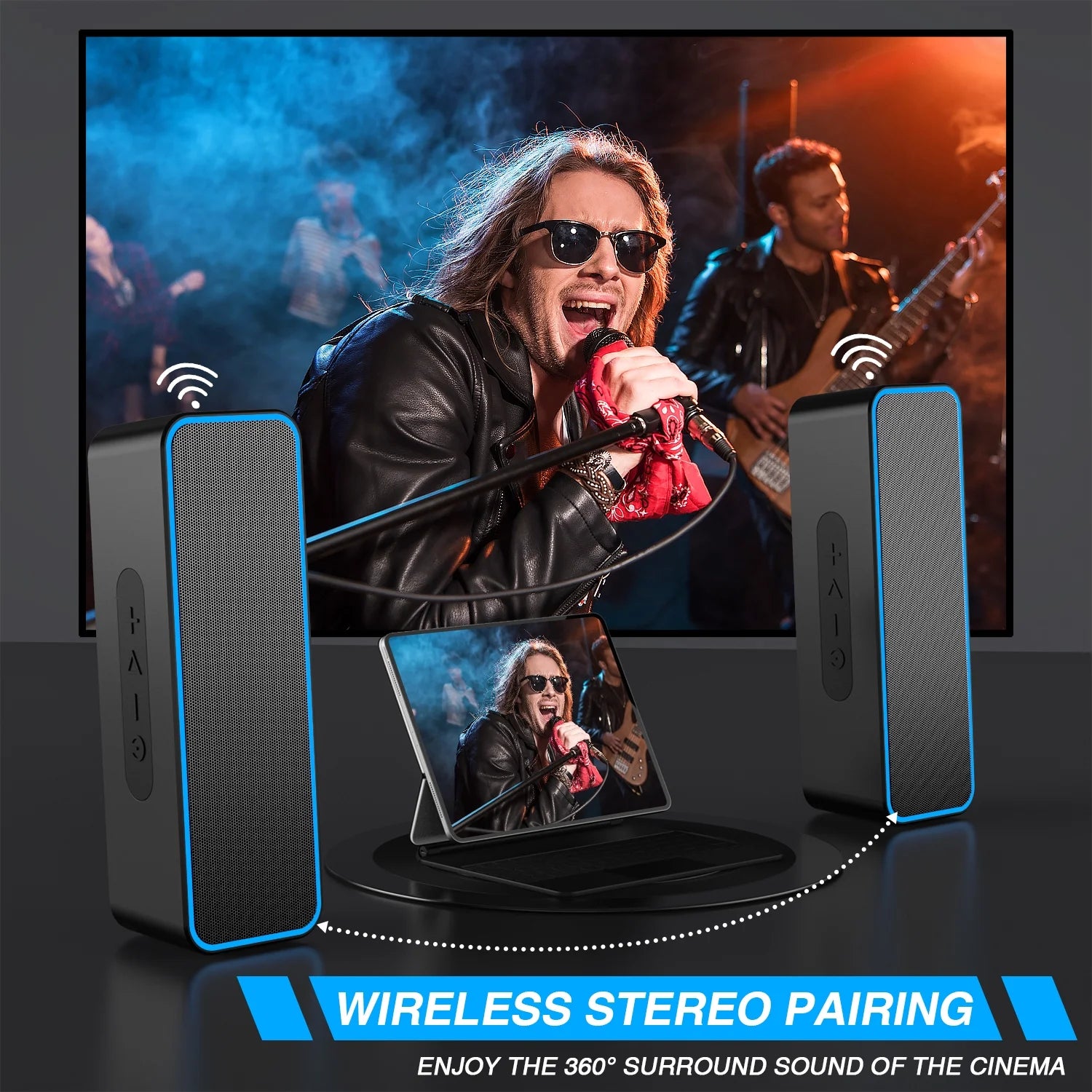 Portable Bluetooth Speaker, Wireless Speaker with 10W Loud Stereo Sound, Outdoor Speakers with Bluetooth 5.0, 30H Playtime,66Ft Bluetooth Range, Dual Pairing for Home,Party