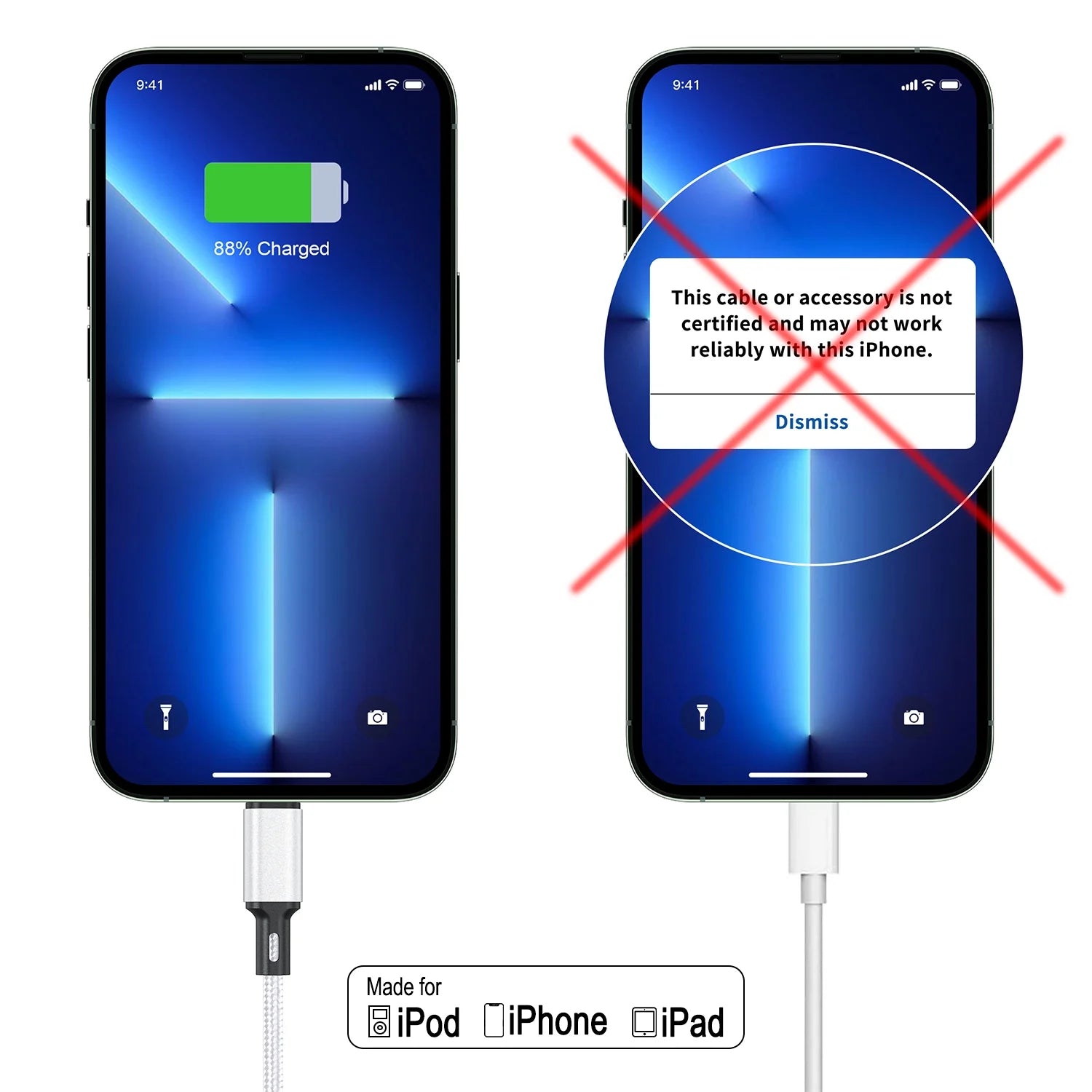 3 Pack [ Apple Mfi Certified] 3/6/6 FT USB C to Lightning Cable Nylon Braided Fast Charging Cord, Compatible with Iphone 14/13/12 Pro/Max/11/X/Xs/Xr, Airpods Pro,Silver